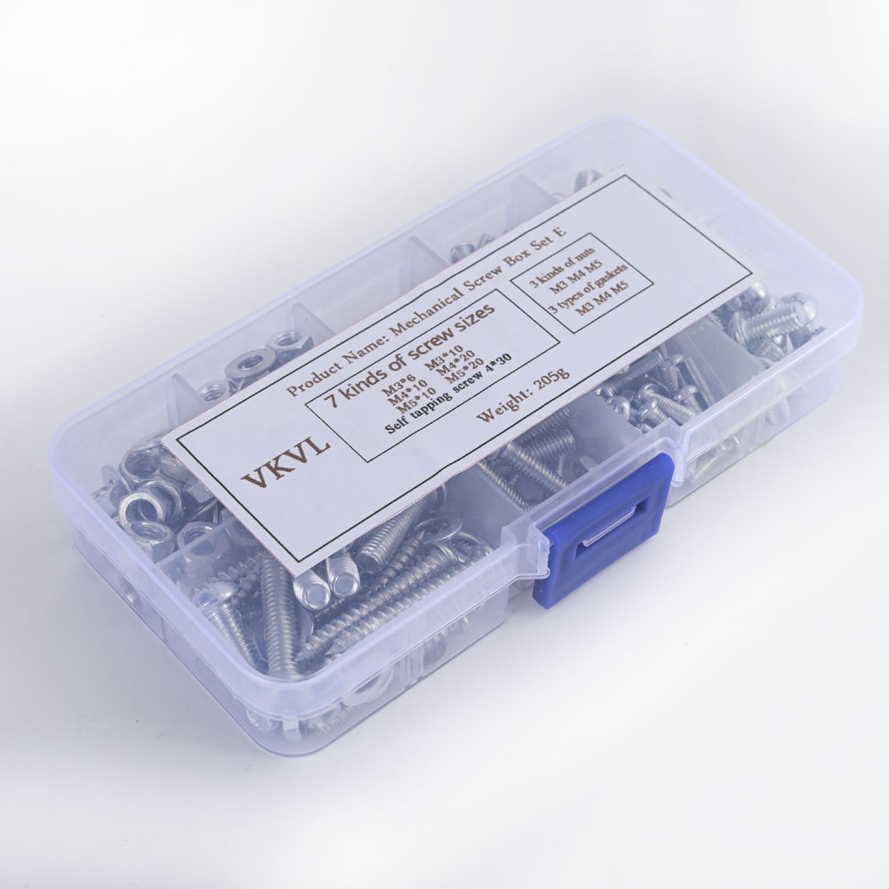 VKVL M3 M4 M5 Screws Nuts and Flat Washers Assortment Kit-7 Types