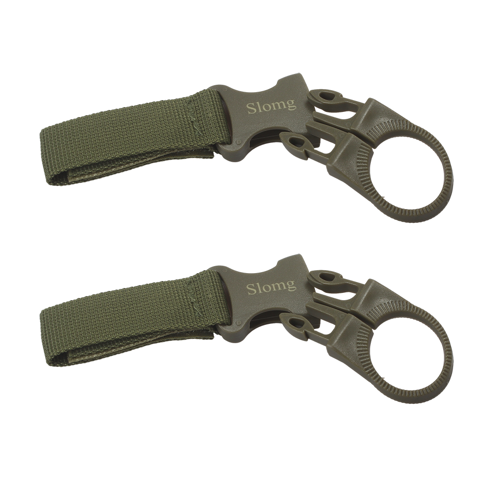 Slomg Portable Plastic Nylon Webbing Strap Water Bottle Ring Holder Hanging Buckle Clip for Outdoor Camping Hiking Mountaineering