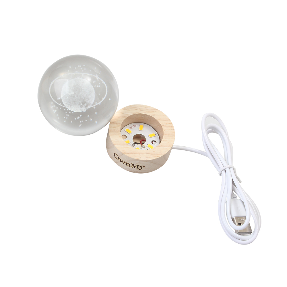 OwnMy Decorative glass crystal ball Office desktop decoration Bedroom living room decoration USB socket Luminous glass crystal ball