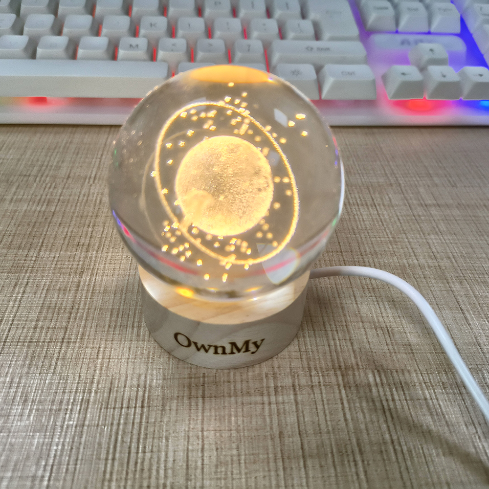 OwnMy Decorative glass crystal ball Office desktop decoration Bedroom living room decoration USB socket Luminous glass crystal ball