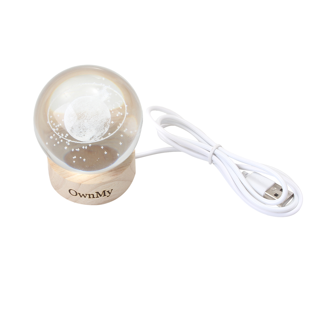 OwnMy Decorative glass crystal ball Office desktop decoration Bedroom living room decoration USB socket Luminous glass crystal ball