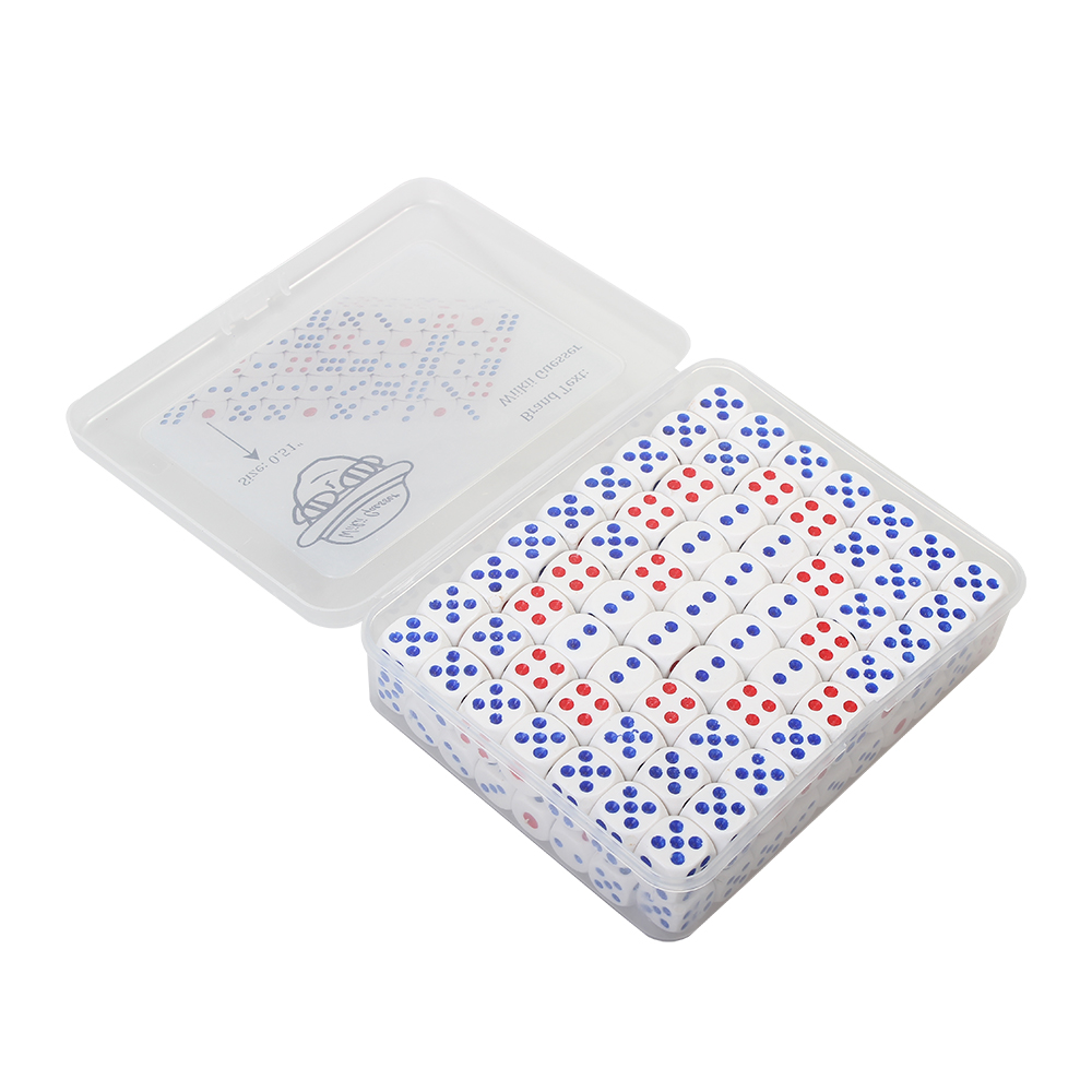 Wiikii Guesser White Dice,126 Pieces Premium Rounded Colorful Dice With Transparent box,Suitablefor Classroom Teaching, Board Games, and Dices Game.