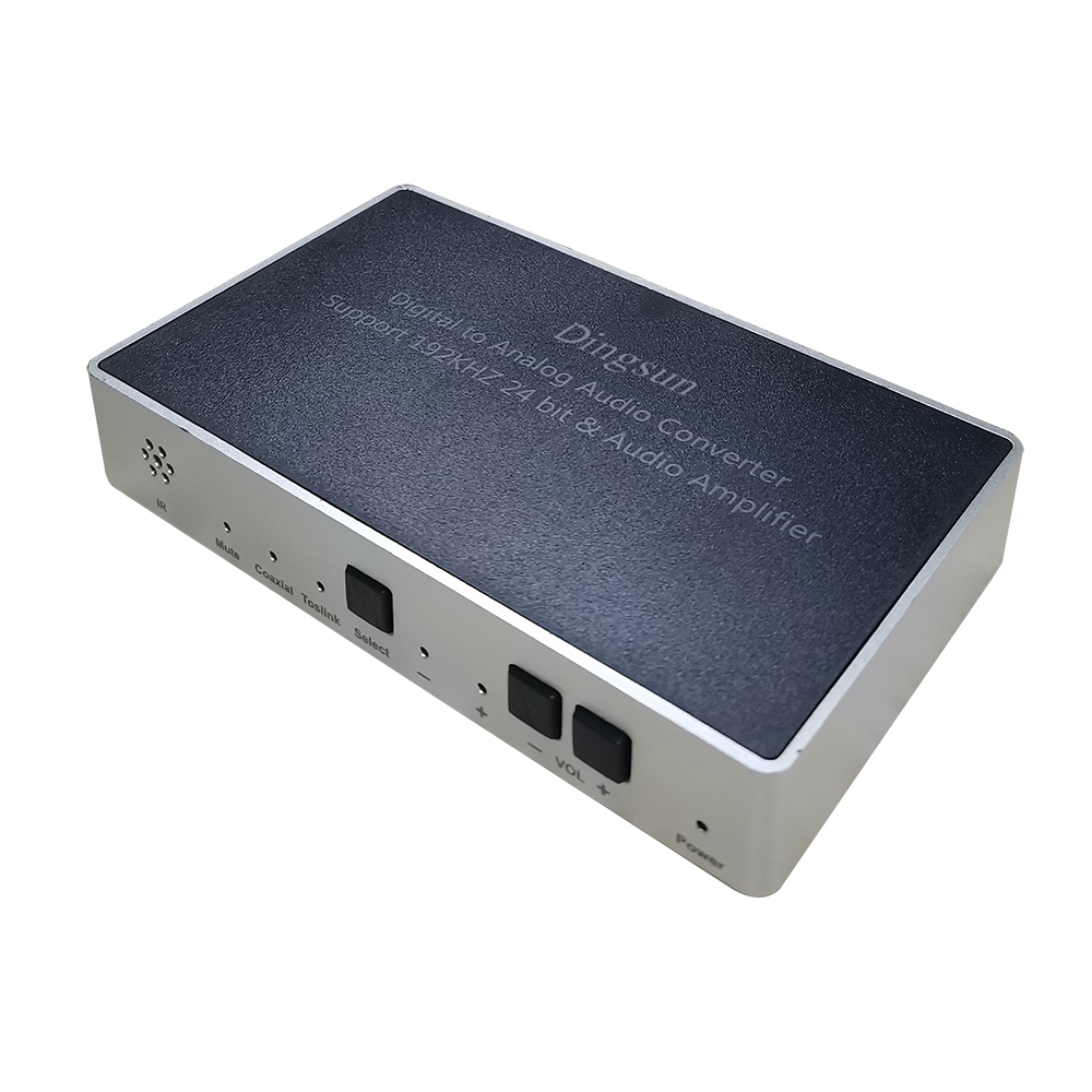 Dingsun Digital to Analog Audio Converter Optical to Analog Converter with IR Remote, DAC Converter Support 192KHz/24bit Compatible with DVD, PS, Plasma, Blu-ray, Home Cinema Systems etc.(Silver)