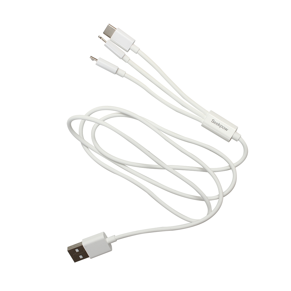 Seekpow USB cable,three in one multifunctional fast charging data cable for mobile phones Android/Apple/Types