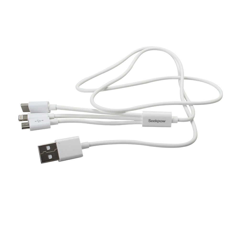 Seekpow USB cable,three in one multifunctional fast charging data cable for mobile phones Android/Apple/Types