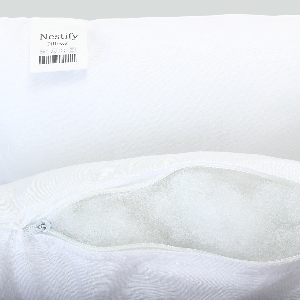 Nestify Pillows, 12 x 20 Inches 100% Cotton Soft Comfortable Pillow,Set of 2, Bedding Hotel Bed Pillow, for Back, Stomach or Side Sleepers