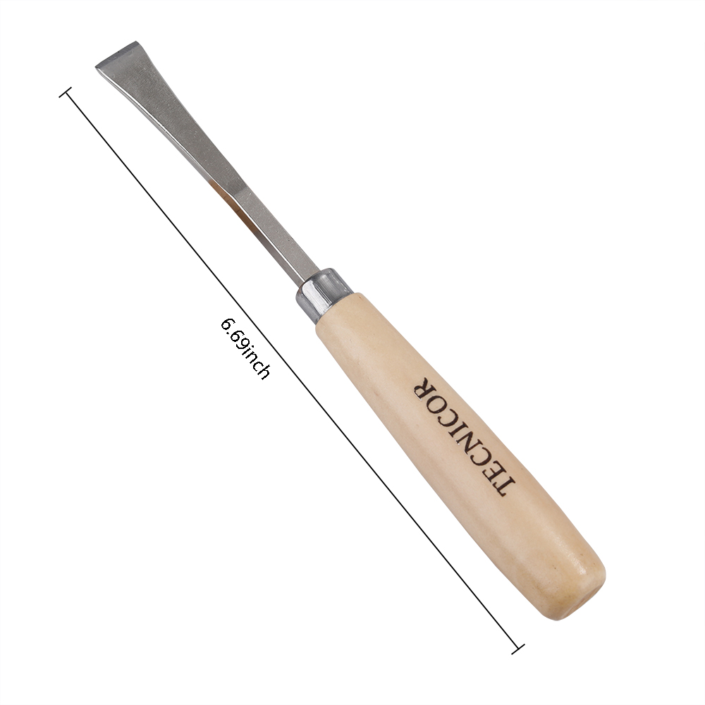 TECNICOR 2PCS High Speed Steel Lathe Chisel Wood Turning Tool With Wood Handle Woodworking Tool - V(1" roughing gouge)