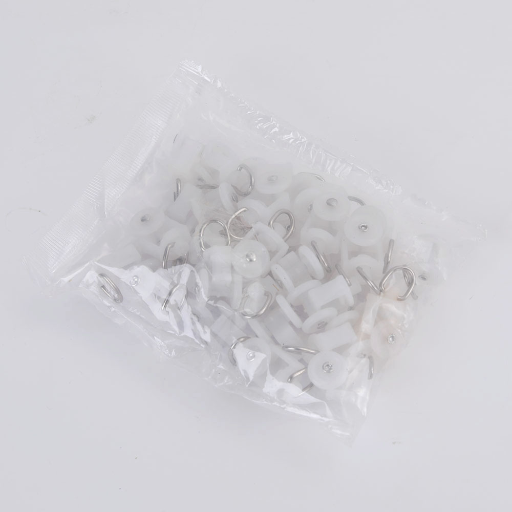 VKYN Curtain Track Rollers Plastic Twin Wheeled Carriers Drapery Rail Sliding Glider for Windows Shower Curtain Tracks 14.5mm Wheel Dia 30 Pcs