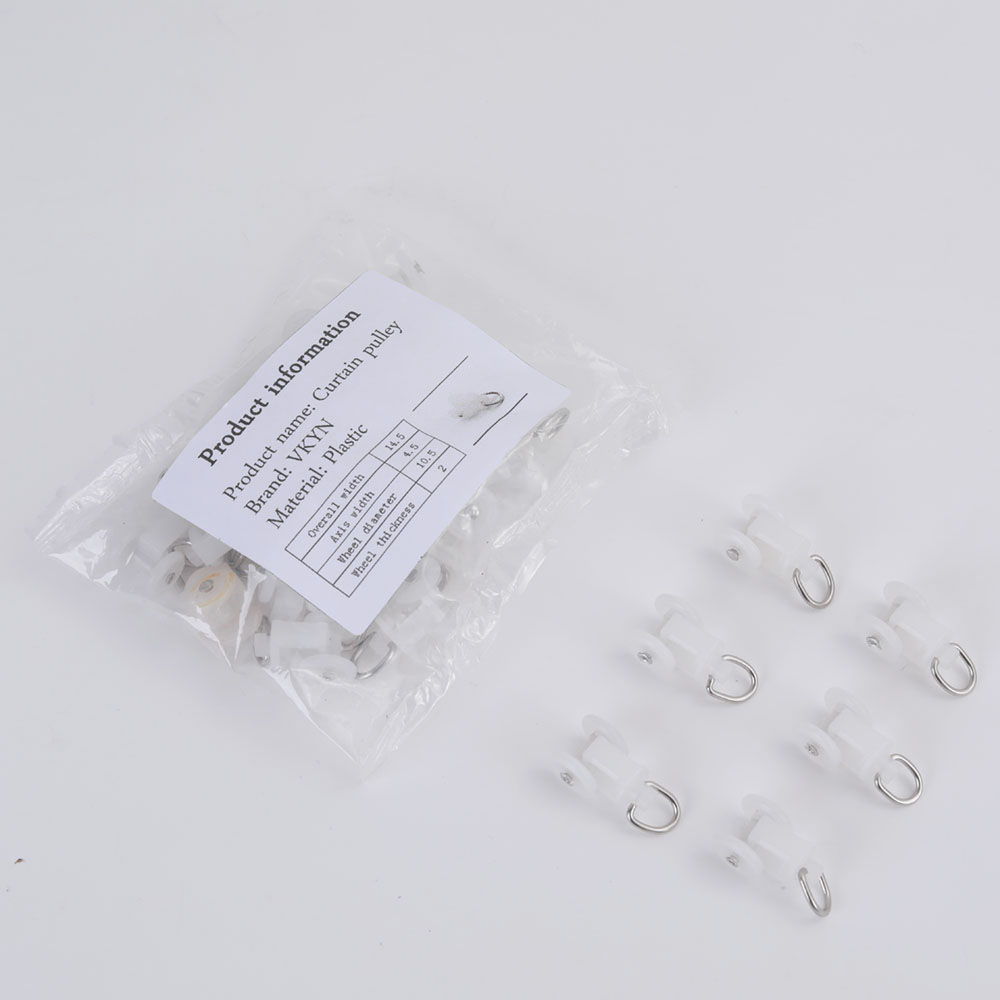 VKYN Curtain Track Rollers Plastic Twin Wheeled Carriers Drapery Rail Sliding Glider for Windows Shower Curtain Tracks 14.5mm Wheel Dia 30 Pcs