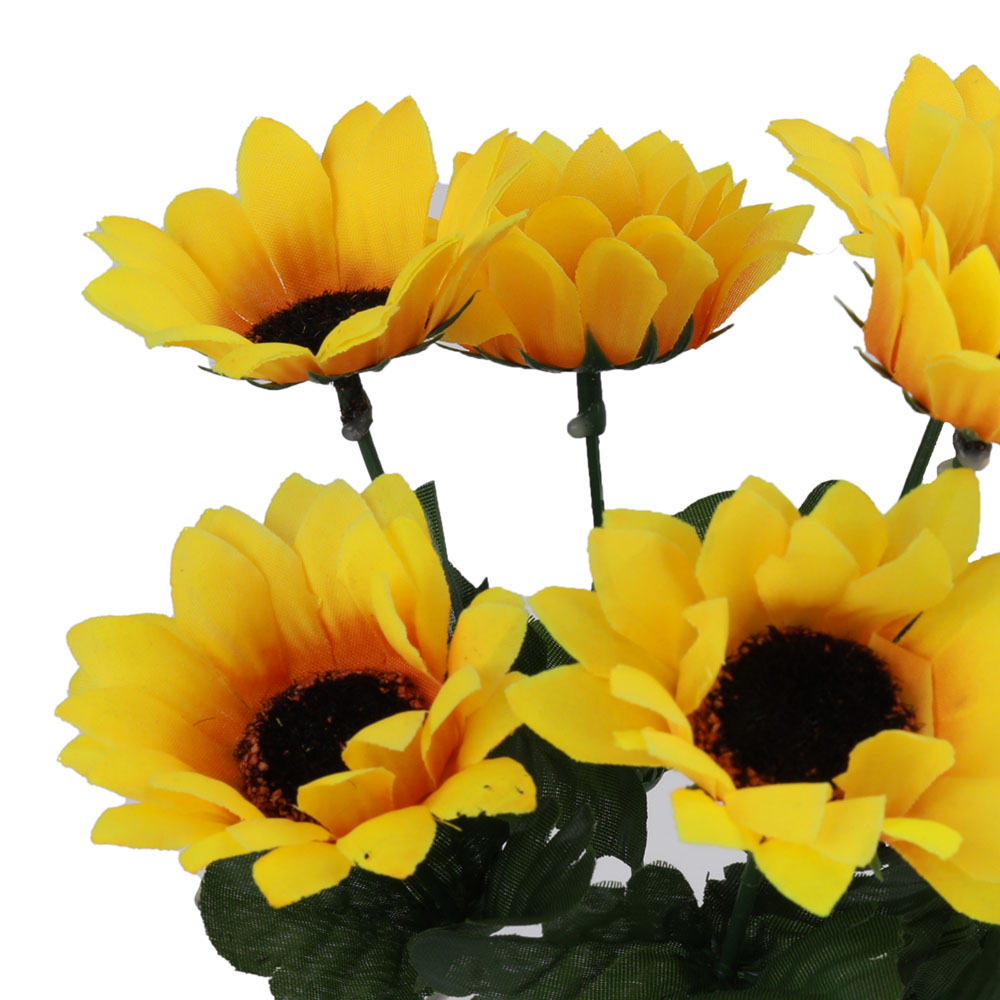 VKVL Beautiful artificial flowers Sunflower Bush With 7 Heads / 4 Blooms - Home Wedding Anniversary Grave By VKVL