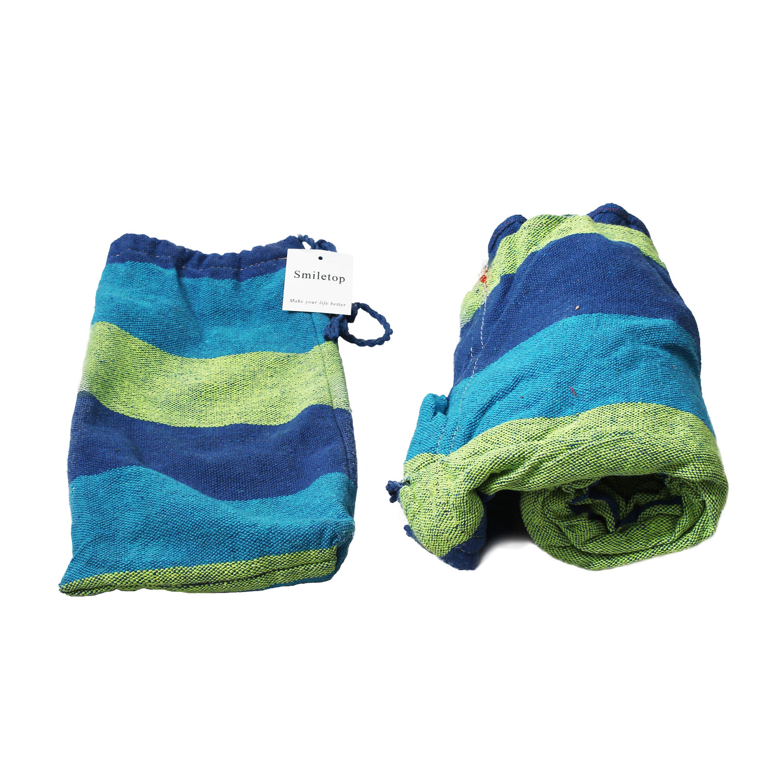 Smiletop Hammocks ，Single/Double Outdoor Garden Camping Hammock,1/2 Person Hammock Cotton Soft Swing Sleeping Portable with Carrying Bag for Patio Yard Garden Backyard Porch Travel (Double/260 * 150/BLUE)