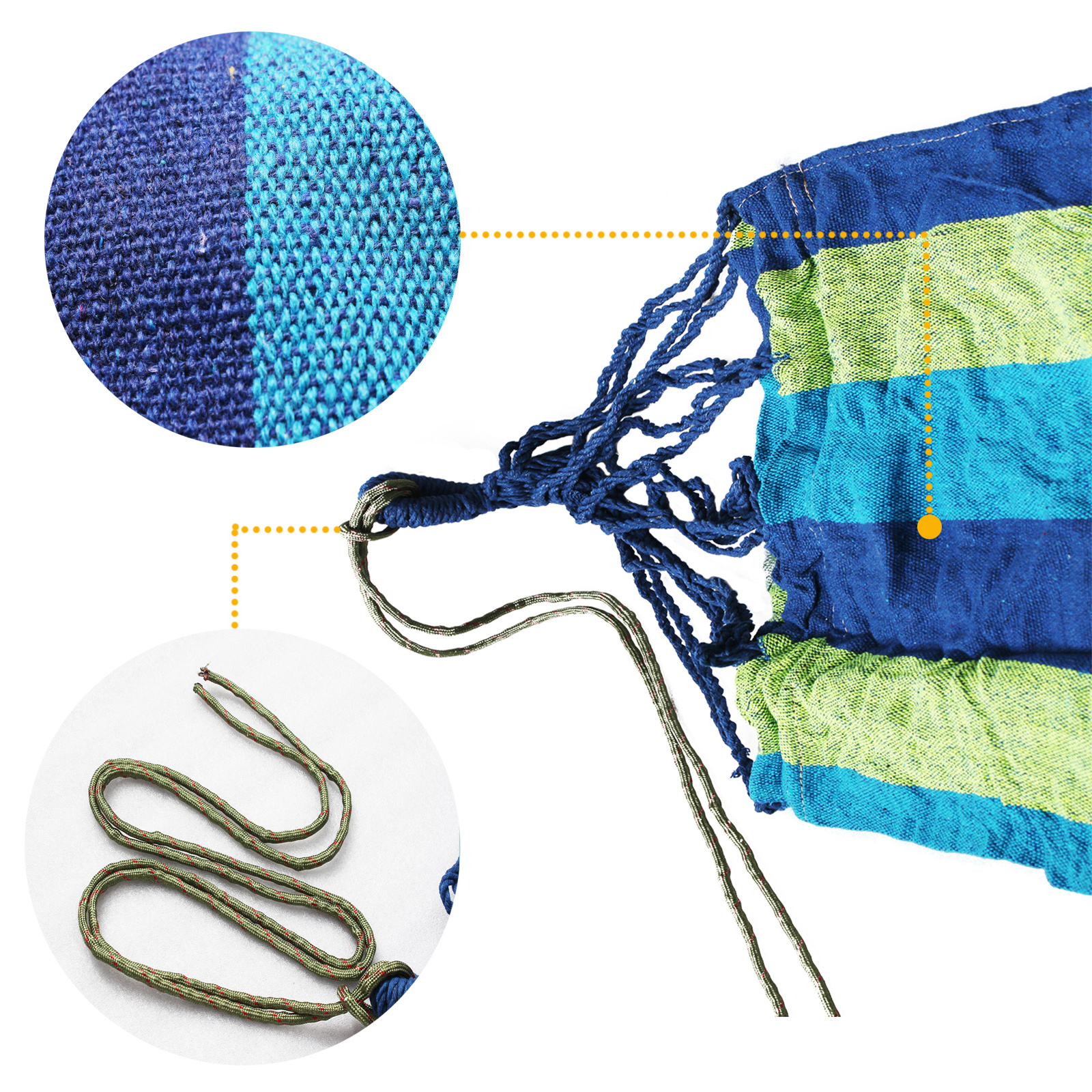 Smiletop Hammocks ，Single/Double Outdoor Garden Camping Hammock,1/2 Person Hammock Cotton Soft Swing Sleeping Portable with Carrying Bag for Patio Yard Garden Backyard Porch Travel (Double/260 * 150/BLUE)