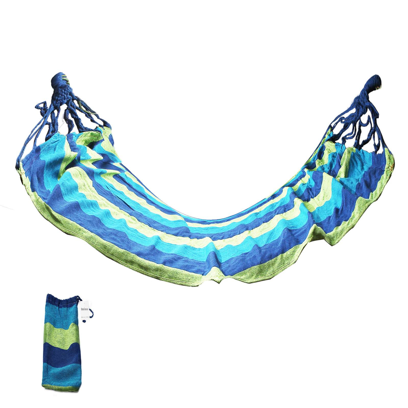 Smiletop Hammocks ，Single/Double Outdoor Garden Camping Hammock,1/2 Person Hammock Cotton Soft Swing Sleeping Portable with Carrying Bag for Patio Yard Garden Backyard Porch Travel (Double/260 * 150/BLUE)