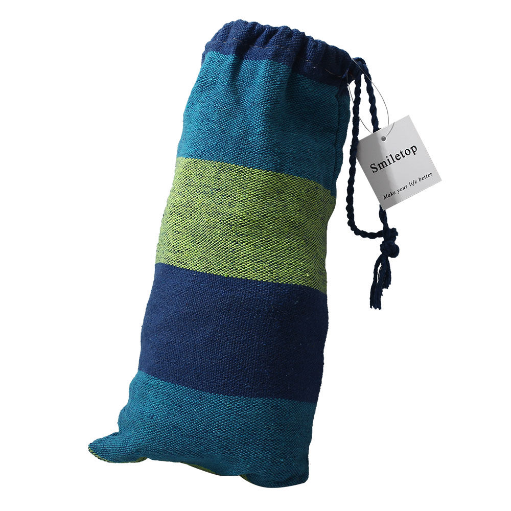 Smiletop Hammocks ，Single/Double Outdoor Garden Camping Hammock,1/2 Person Hammock Cotton Soft Swing Sleeping Portable with Carrying Bag for Patio Yard Garden Backyard Porch Travel (Double/260 * 150/BLUE)