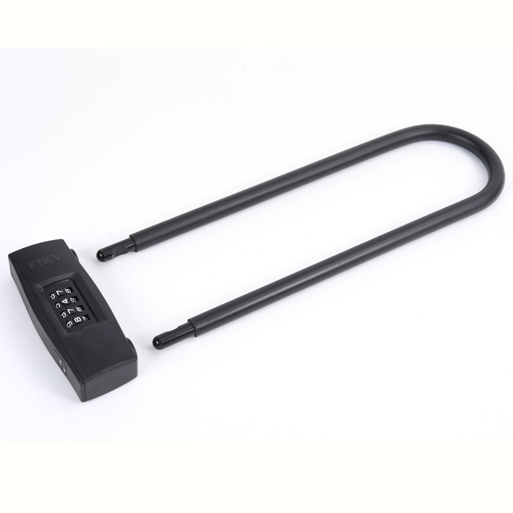 FTKV locks of metal,4 Digit Resettable Combination U Lock/D Lock for Bicycles/Glass Door Lock, 14mm Shackle for Heavy Duty Protection Long Gate Padlock