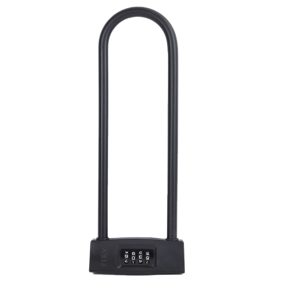 FTKV locks of metal,4 Digit Resettable Combination U Lock/D Lock for Bicycles/Glass Door Lock, 14mm Shackle for Heavy Duty Protection Long Gate Padlock
