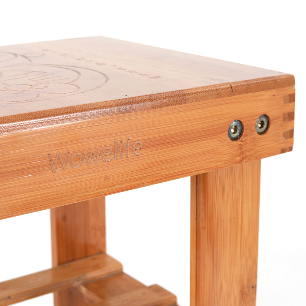 Wowelife Stools,Bamboo Spa Bench Wood Seat Stool Foot Rest Shaving Stool with Non-Slip Feets Storage Shelf for Shampoo Towel,Works in Bathroom/Living Room/Bedroom/Garden Leisure