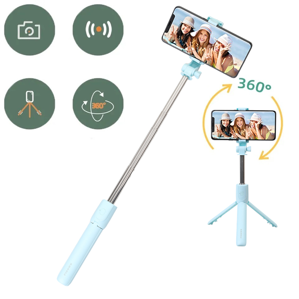PINOWU Cell Phone Monopods, 3 IN 1 Telescopic Tripod Stand with Wireless Bluetooth Remote Shutter, Portable Tripod with Phone Holder, Compatible with iOS/Android.