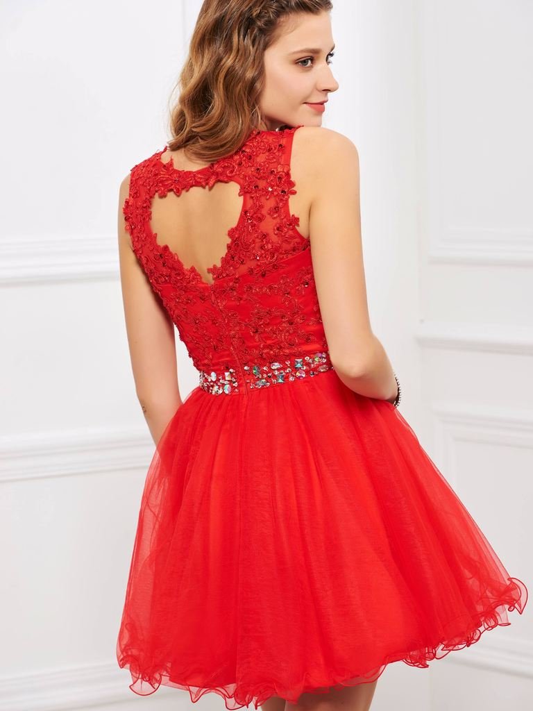 Bridess Women's Tulle Short Applique Beading Formal Homecoming Cocktail Party Dress