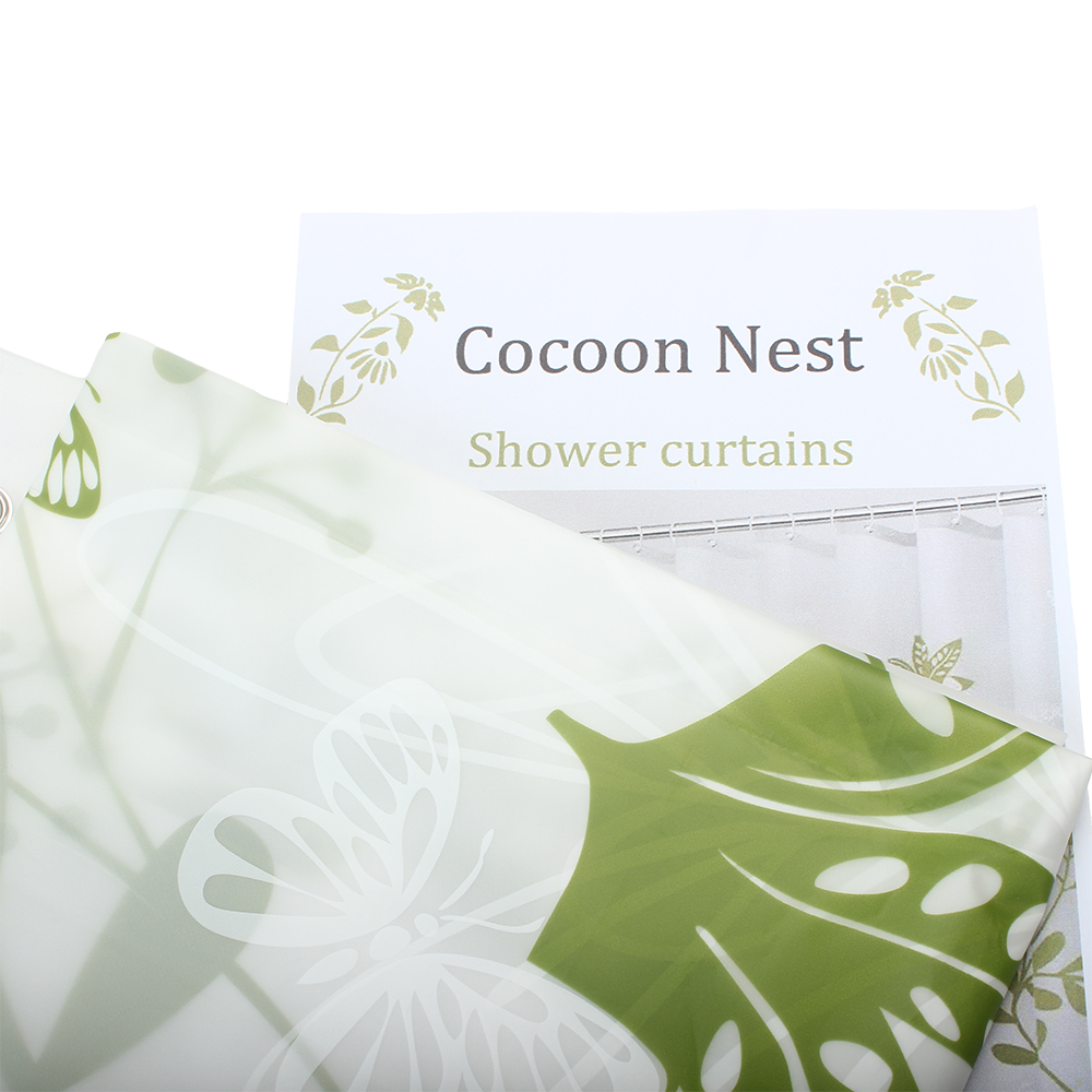 Cocoon Nest Flowers & Butterflies Shower Curtain, Waterproof Shower Curtain With 12 Hooks, Decorative Bathroom Accessories