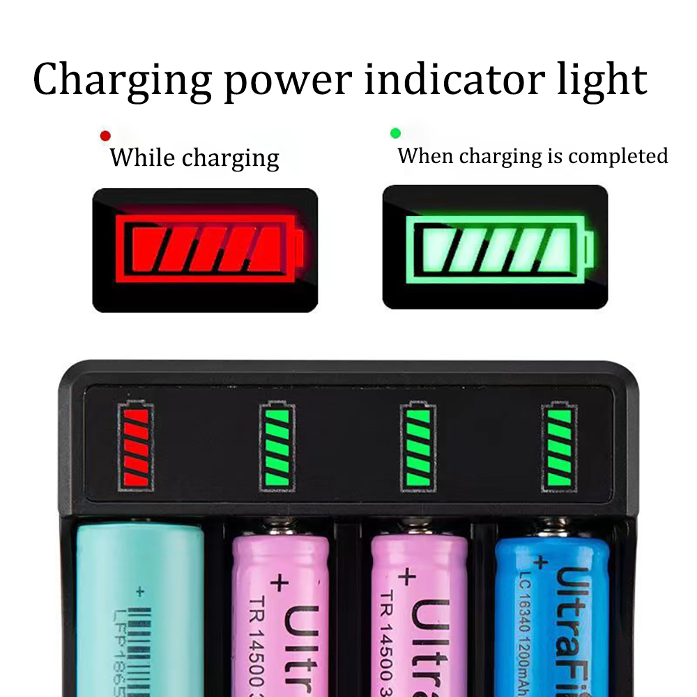 LNOCCIY Intelligent universal 4-slot USB battery charger comes with charging prompt light