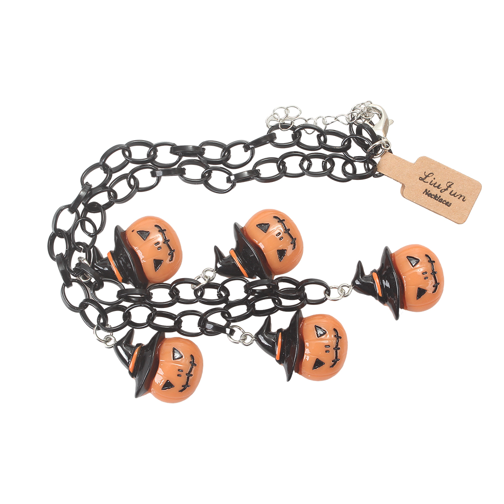 LIU JUN Necklaces,Halloween Creative Pumpkin Ghost Pendant, Collarbone Necklaces For Men And Women