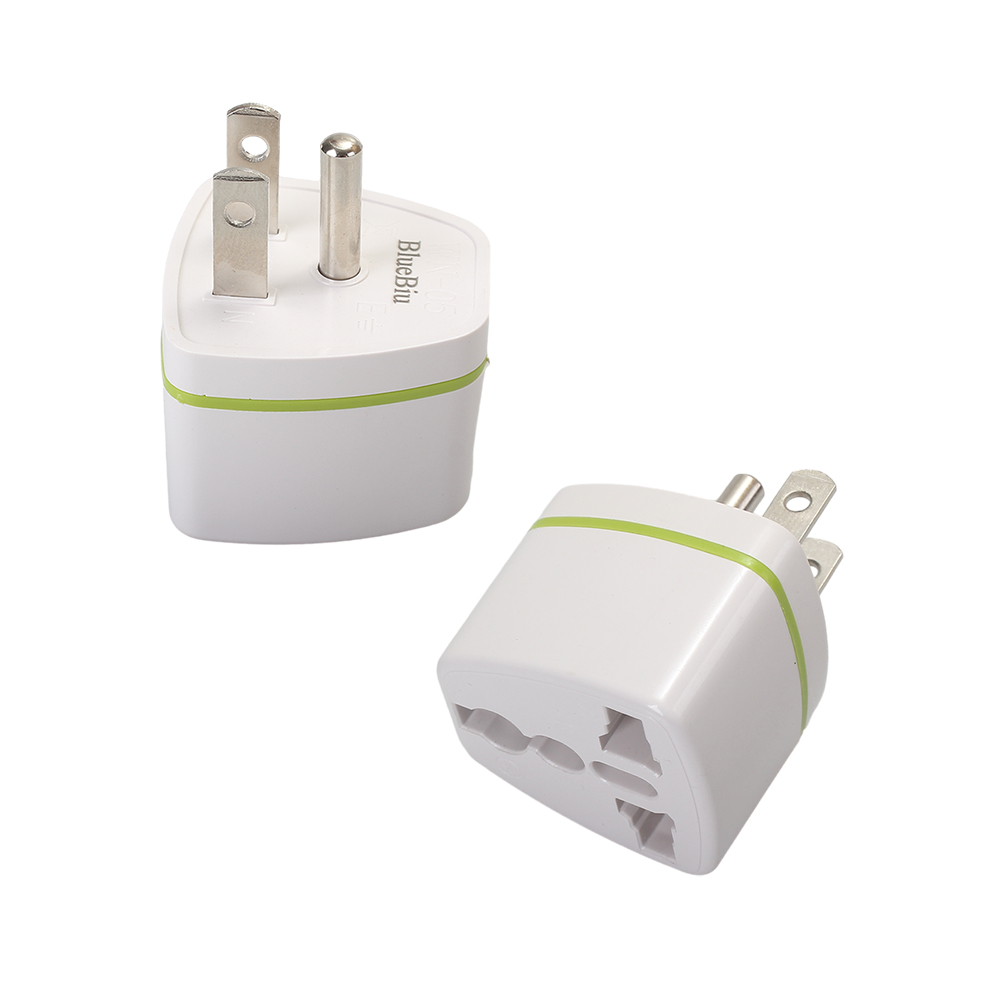 BlueBiu Plug Adapter,Universal USA Plug Adapter 3 Pin EU European AU UK To American US Travel Power Adapter Home Travel Wall Plug