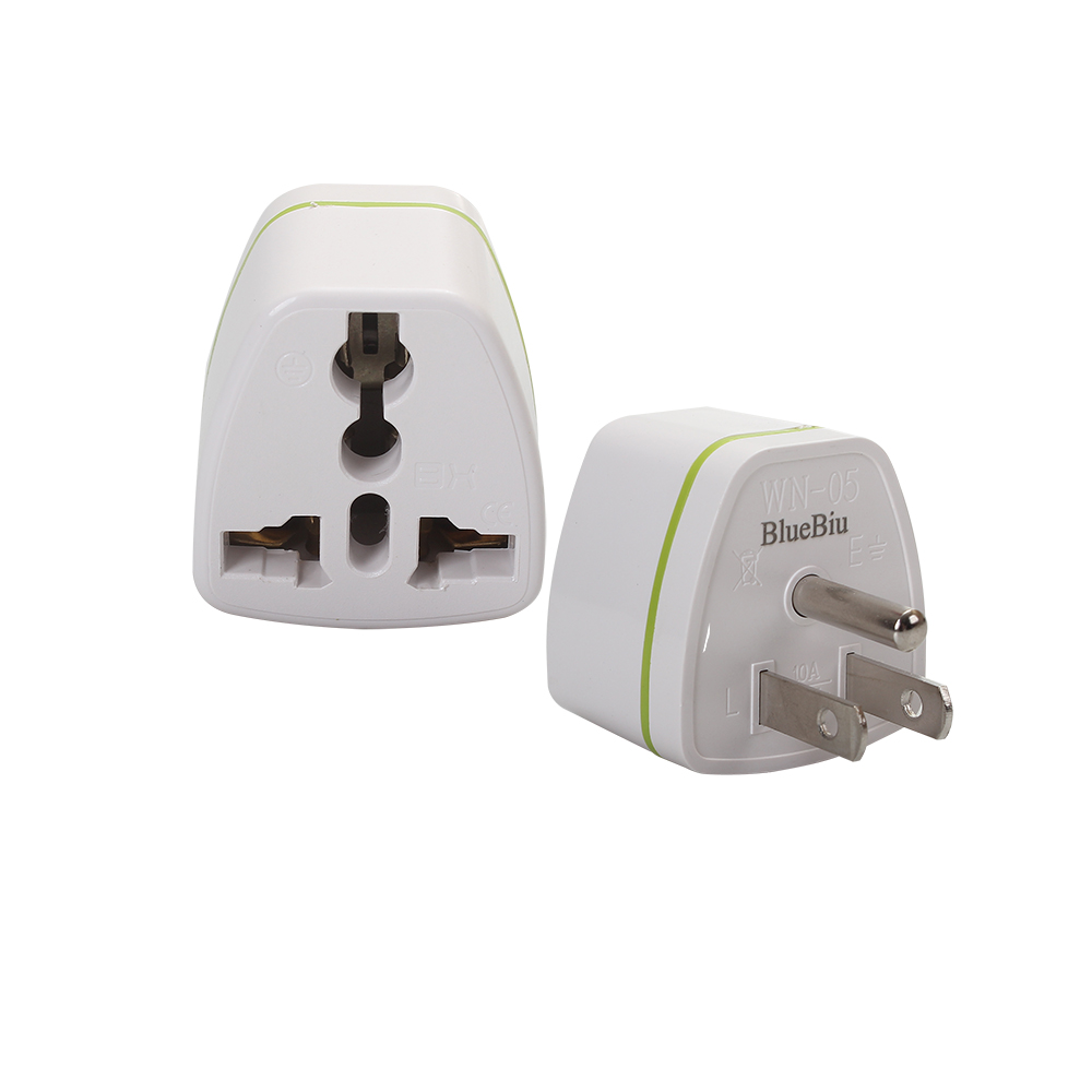 BlueBiu Plug Adapter,Universal USA Plug Adapter 3 Pin EU European AU UK To American US Travel Power Adapter Home Travel Wall Plug
