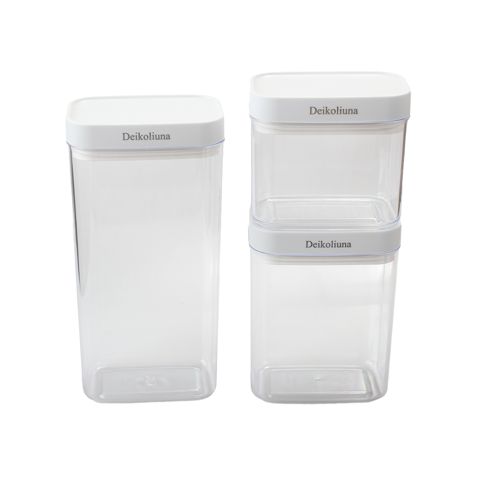 Deikoliuna 3PCS Kitchen Storage Containers, Airtight Food Storage Containers for Cereal, Rice, Flour and Sugar Containers