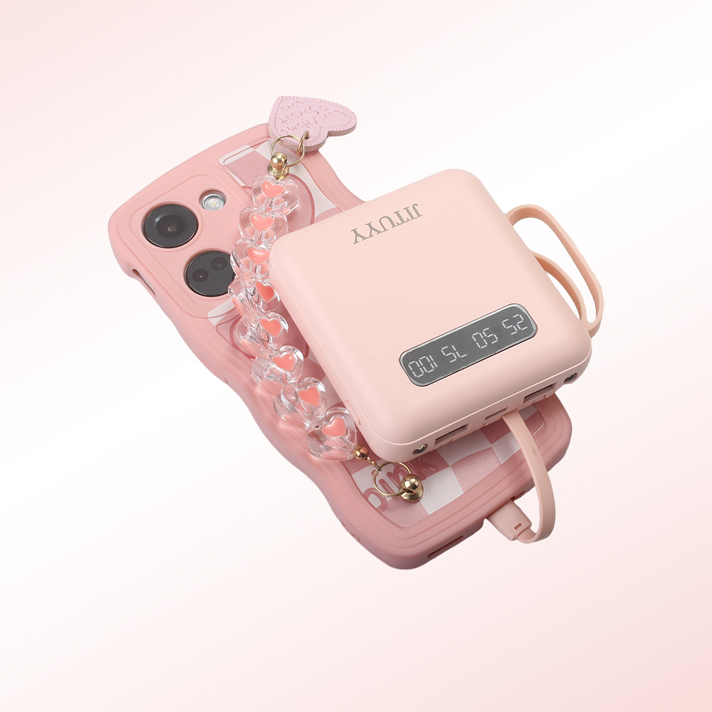 JITUYY Portable Power Chargers, 10000mAh Super-Fast Portable USB Charger Bank With Built-In Charging Cable - Compatible With Android & Apple Devices