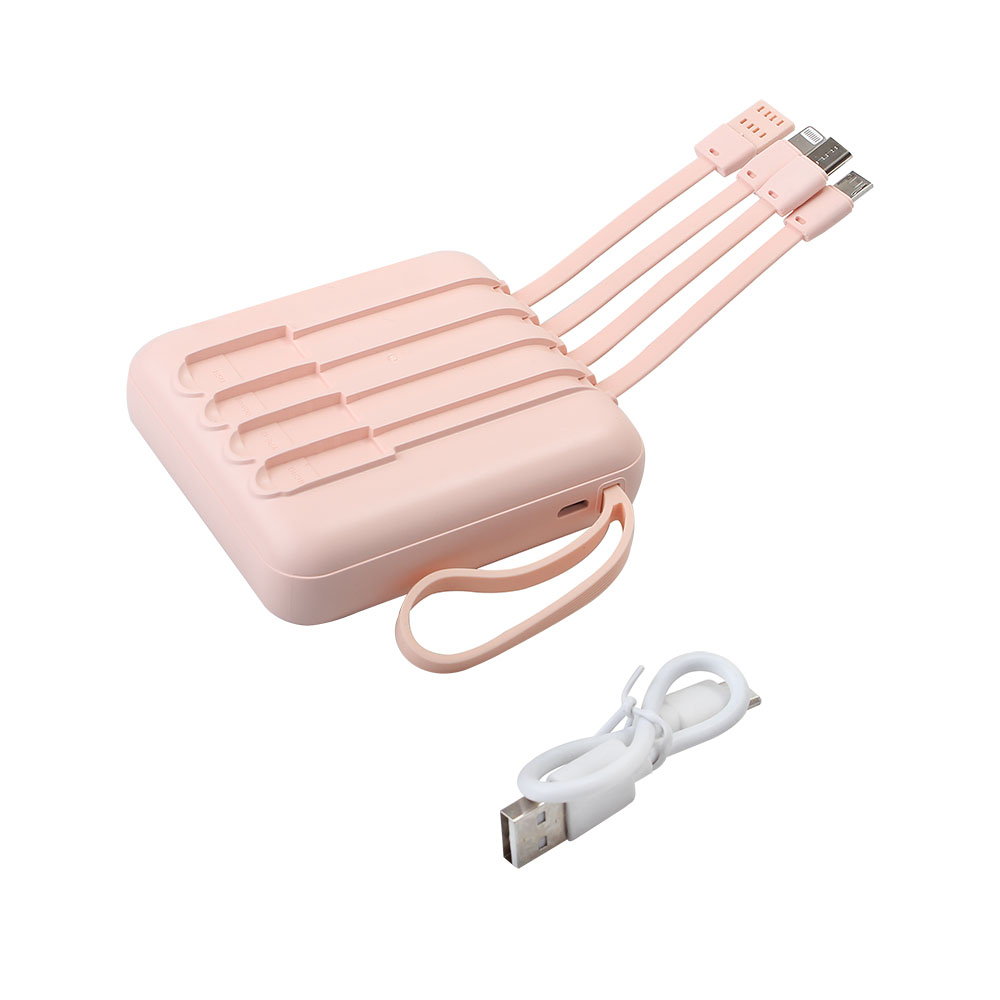 JITUYY Portable Power Chargers, 10000mAh Super-Fast Portable USB Charger Bank With Built-In Charging Cable - Compatible With Android & Apple Devices