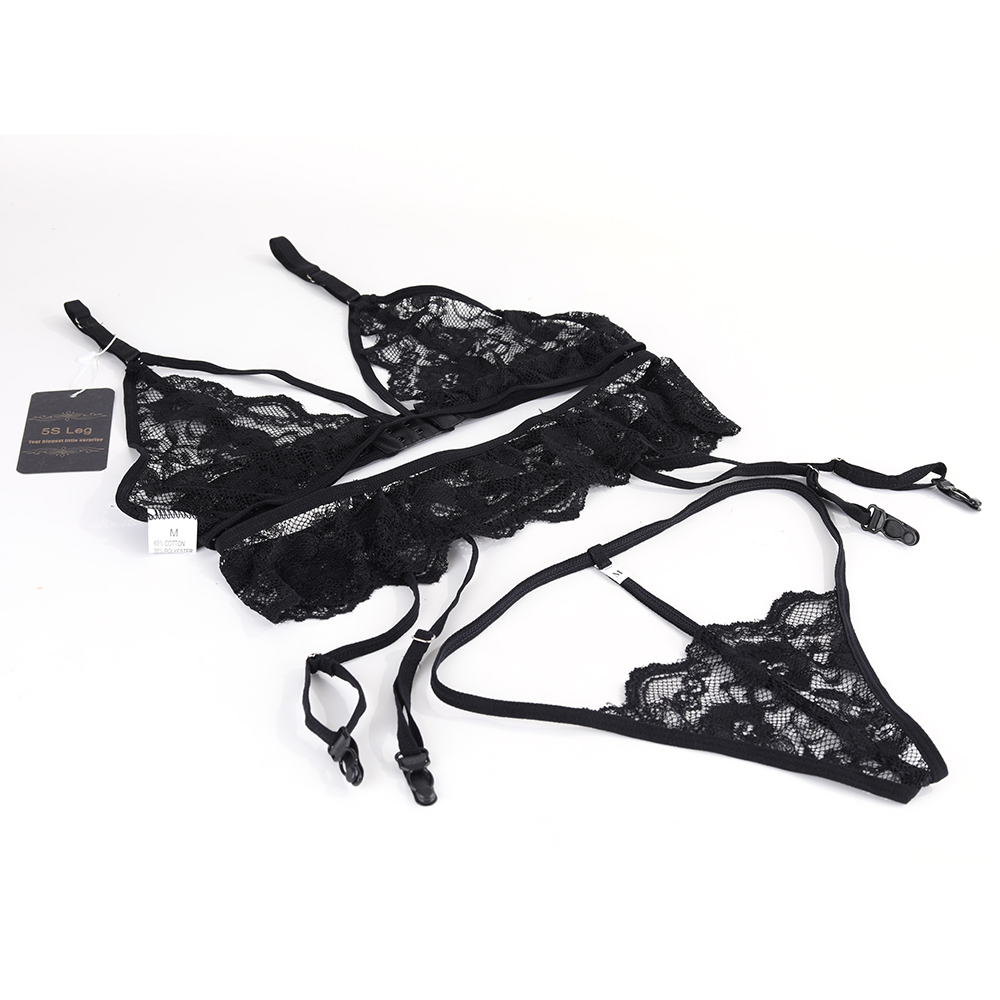 5S Leg Women Lingerie with Stockings and Sexy Garters, Lingerie Set,Women Sexy Lace Lingerie Set with Garter Belts Strap Babydoll Bodysuit