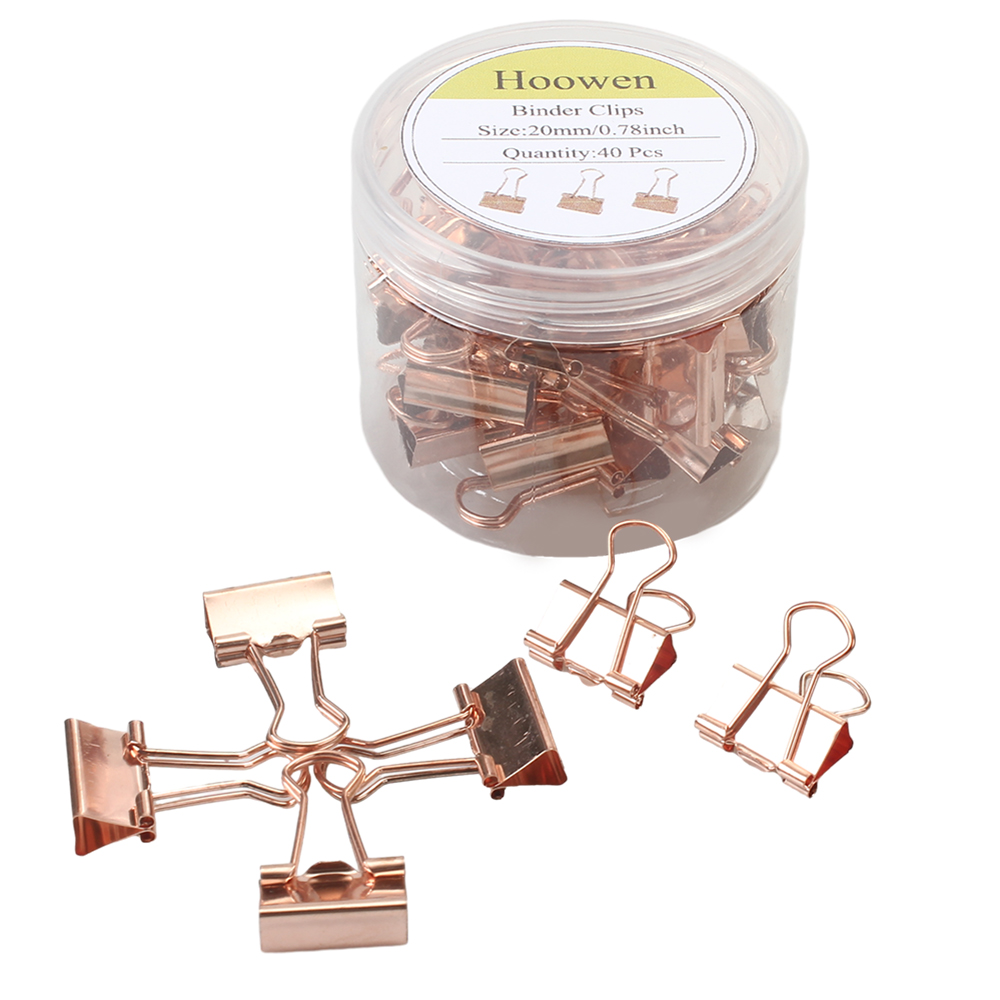 Hoowen Binder Clips,Vintage Golden Binder Clips Metal Clip For School Office And Home-40pcs 20mm
