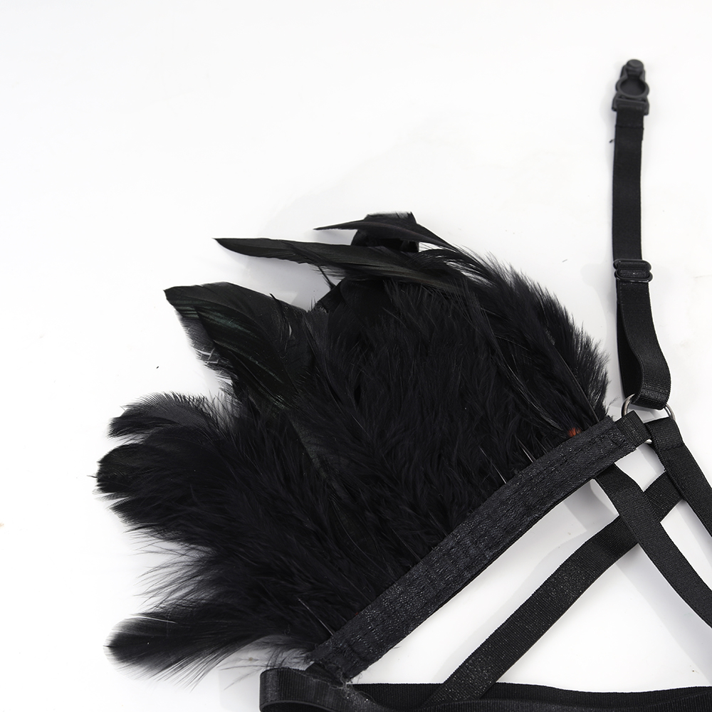 5S Leg Lingerie,Woman Body Feathers Harness Bra Dance Underwear Accessories Punk Gothic Belt