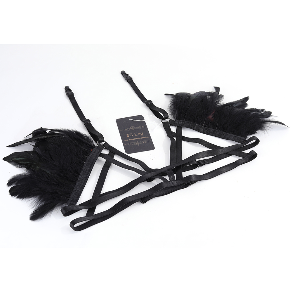 5S Leg Lingerie,Woman Body Feathers Harness Bra Dance Underwear Accessories Punk Gothic Belt