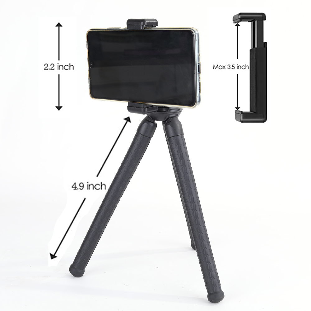 Cattle Herder Smartphone mounts ,Phone Tripod, Adjustable Flexible Mini Tripod Camera Travel Tripod with Bluetooth Control, Universal Clip 360° Rotating Camera Stand Holder for GoPro and Small Camera