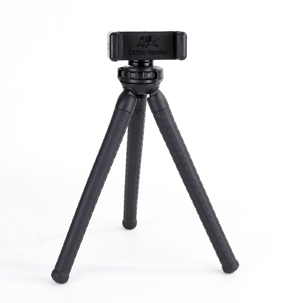 Cattle Herder Smartphone mounts ,Phone Tripod, Adjustable Flexible Mini Tripod Camera Travel Tripod with Bluetooth Control, Universal Clip 360° Rotating Camera Stand Holder for GoPro and Small Camera