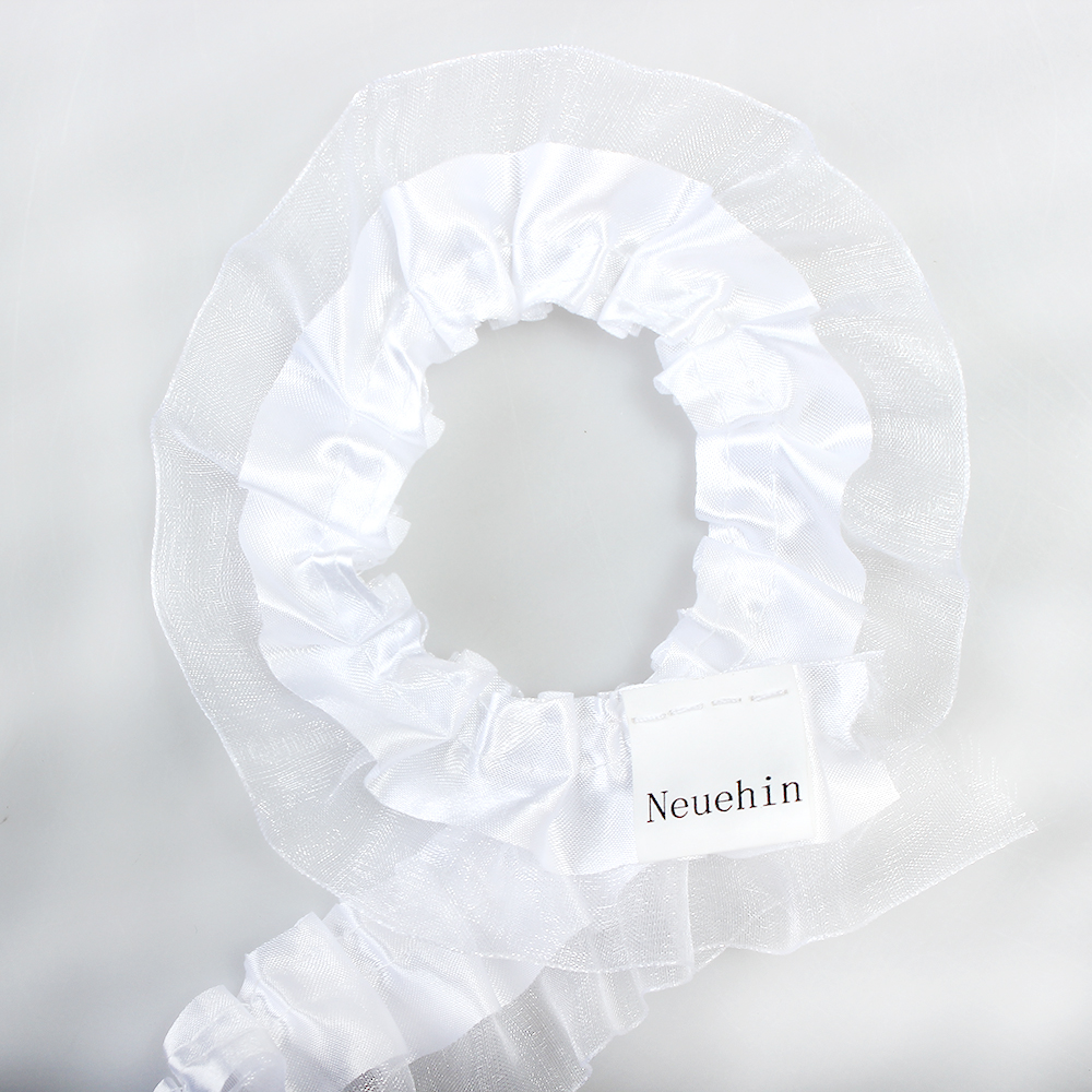 Neuehin Clothing decoration white double-layer chiffon pleated lace with auxiliary three-dimensional handmade DIY princess style