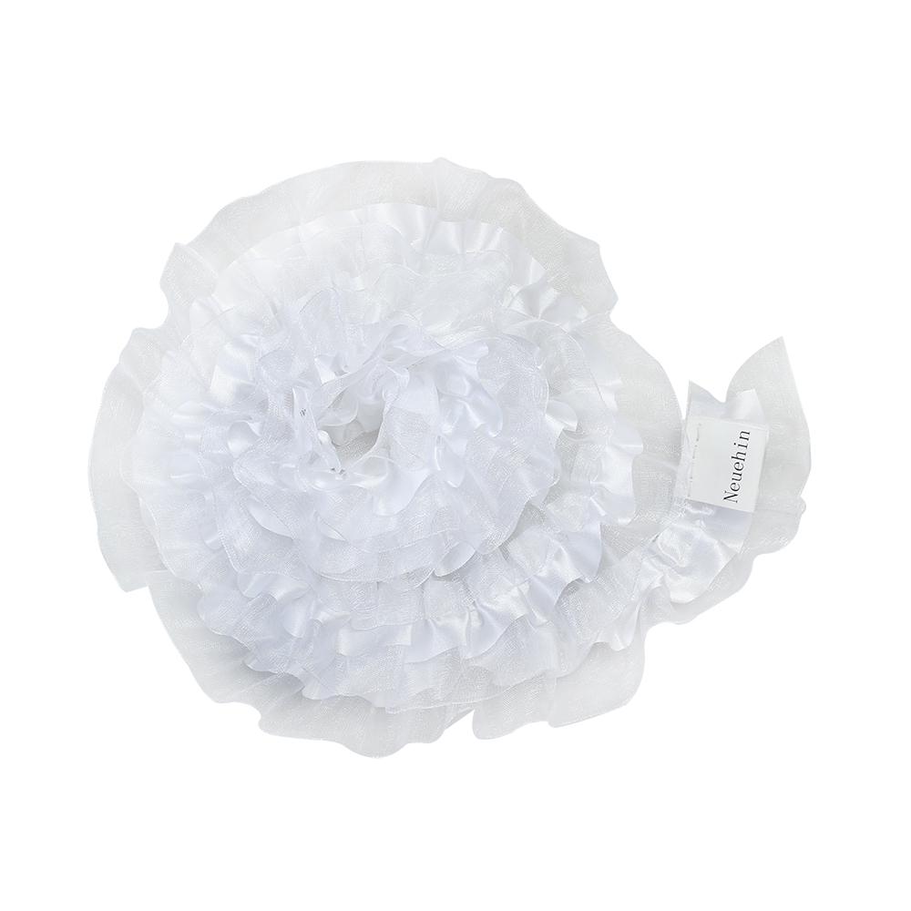 Neuehin Clothing decoration white double-layer chiffon pleated lace with auxiliary three-dimensional handmade DIY princess style