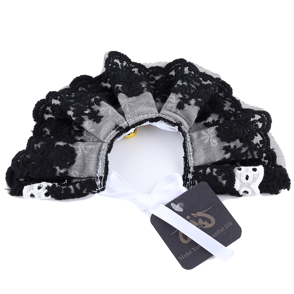 Ryuzo collars for cats,Cat Collar Lace Decorative Cute Cotton Creative Metal Puppy Bib Collar with Bell Detachable Indoor Fun Novelty Bow