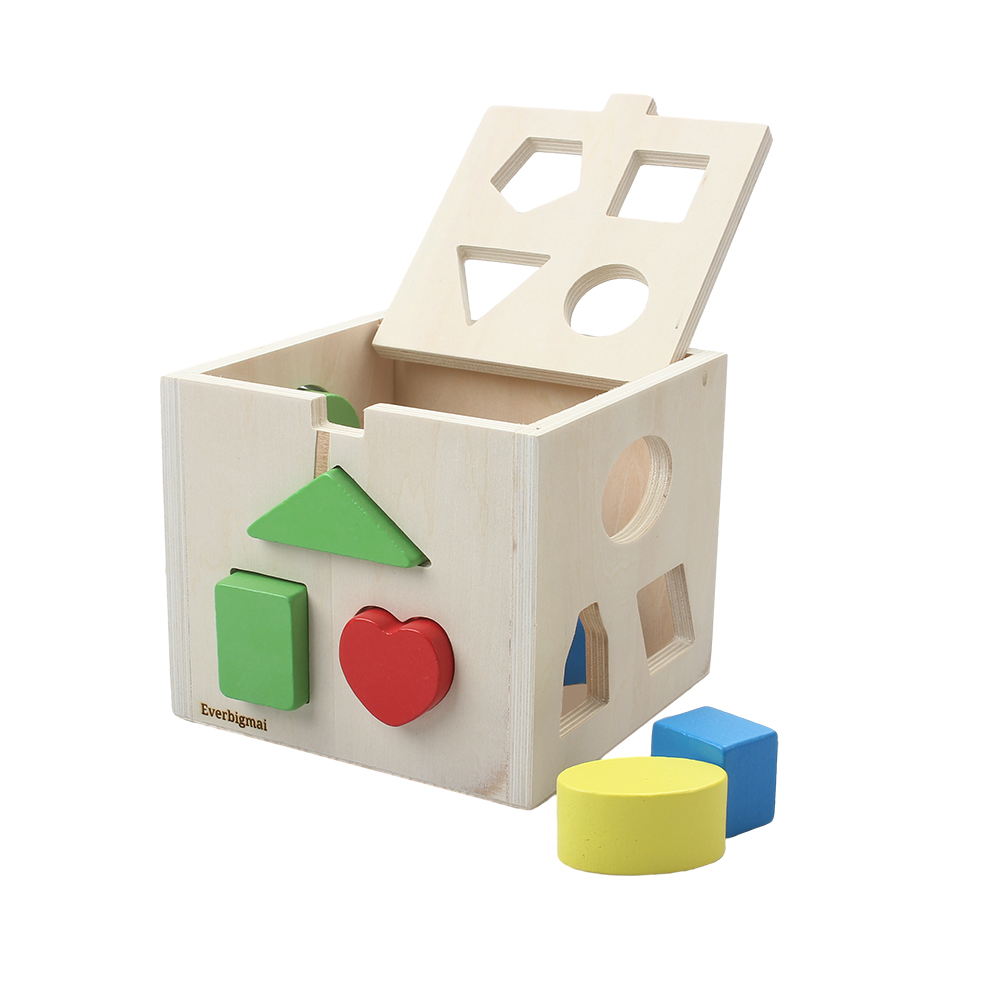 Everbigmai Toy building blocks, intelligence toys, matching shapes, thirteen hole wooden toy building blocks