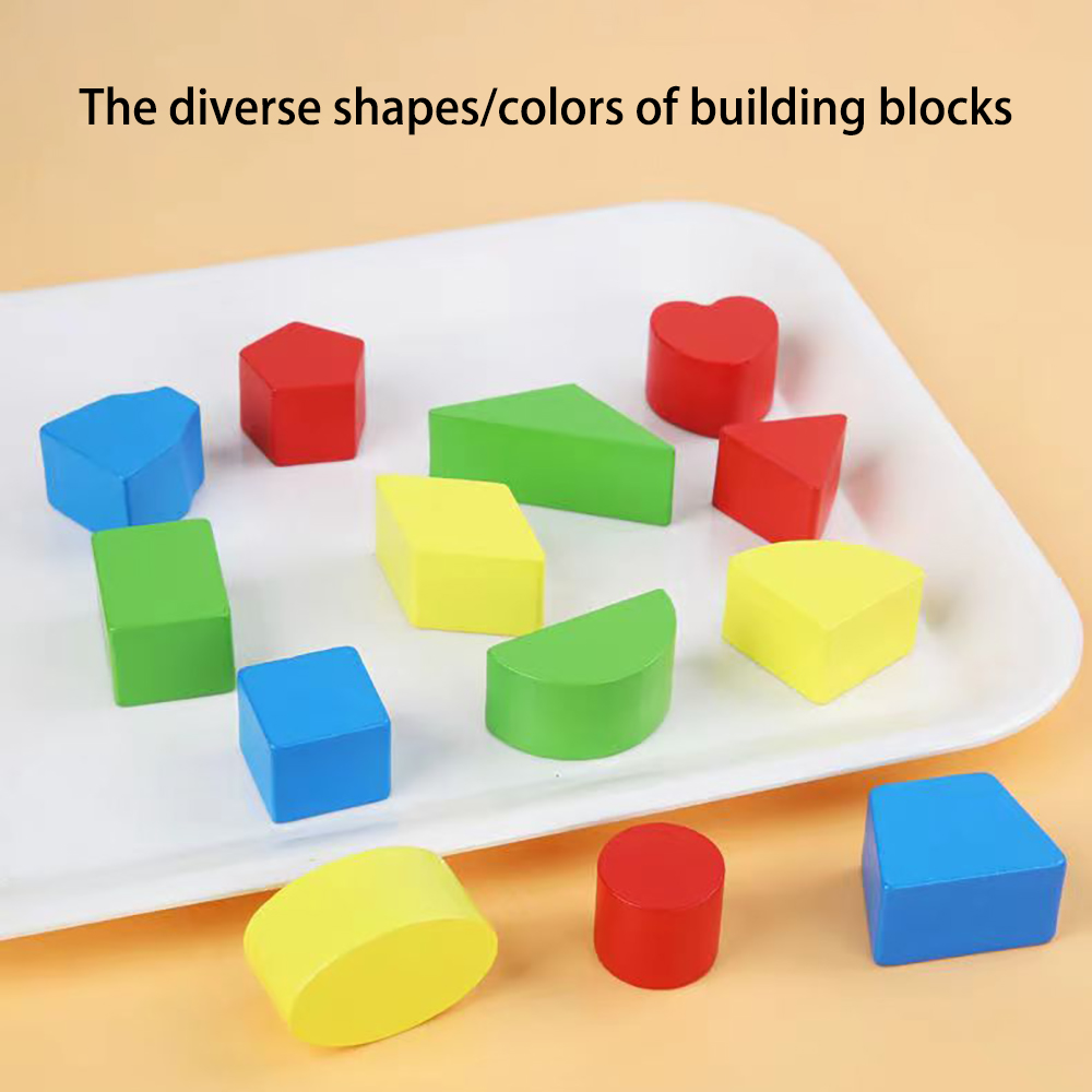 Everbigmai Toy building blocks, intelligence toys, matching shapes, thirteen hole wooden toy building blocks
