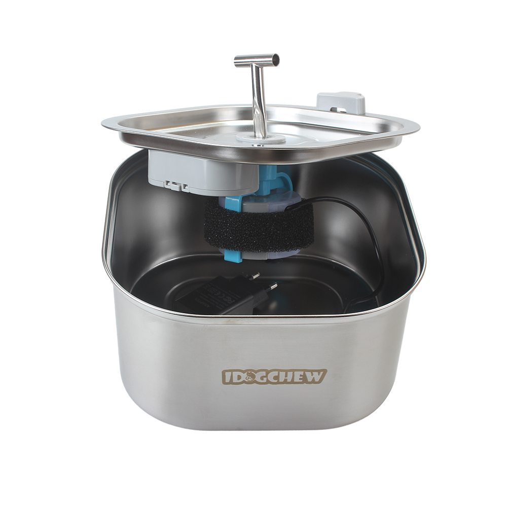 IDOGCHEW Pet water fountains being dishes, 304 stainless steel cat and dog water dispenser, automatic circulation filtration universal flowing water dispenser