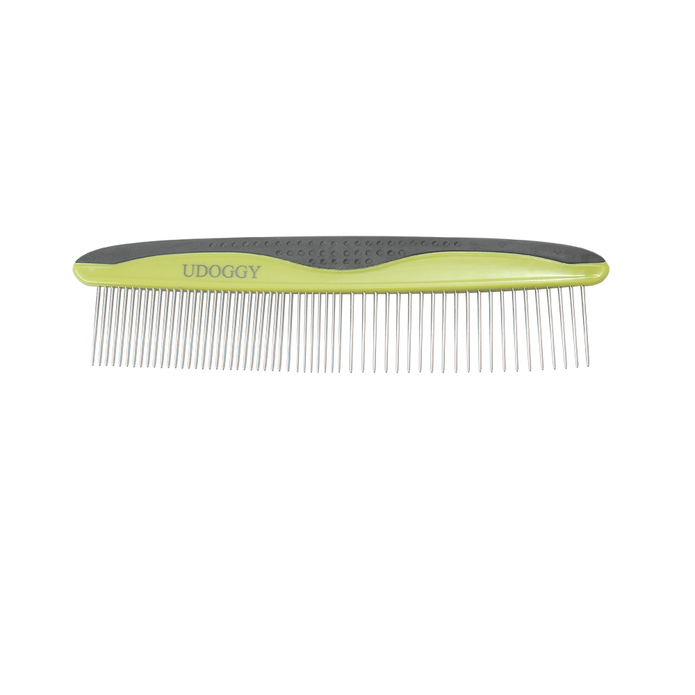 UDOGGY Pet comb, Portable 2-in-1 Stainless Steel Grooming Comb for Small, Medium & Large Pets