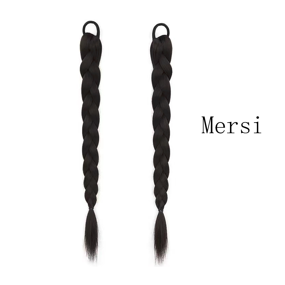 Mersi Fake hair, 2PCS Long Braided Ponytail Extension for Women with Hair Tie rubber band,for Women Daily Wear ﻿