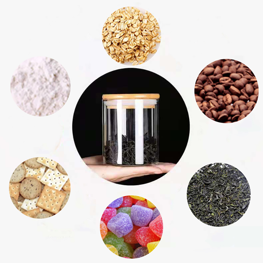 Lc.Courage 6 Pack Glass Kitchen Canisters with Airtight Bamboo Lid, Household Food Containers,Glass Jars,Candy Jar with Lid For Household