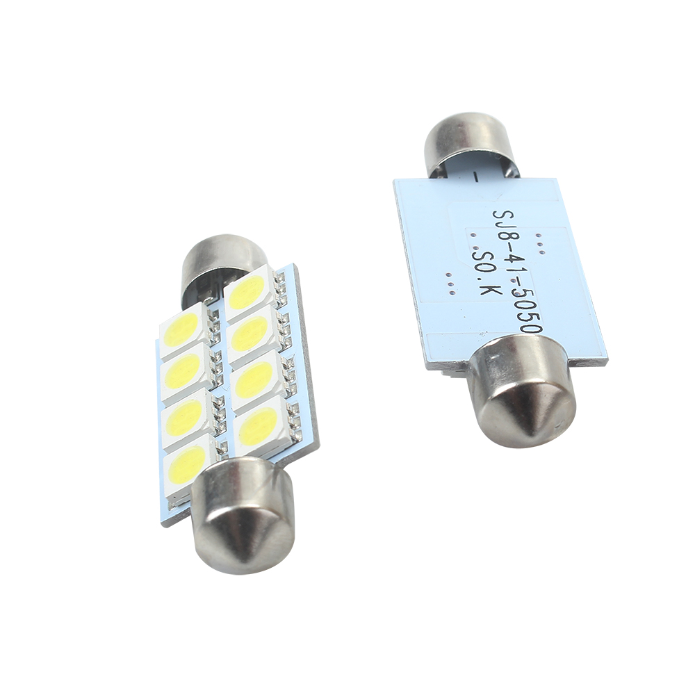 MadBOOBOODLED Vehicles Lighting Apparatus, 2 PCS White 41MM / 42MM 5050 8 SMD Festoon Dome Map Interior LED Light Bulb 211-2 212-2 569 578 DC 12V (20x42mm-5050-8-W) (44mm) ﻿