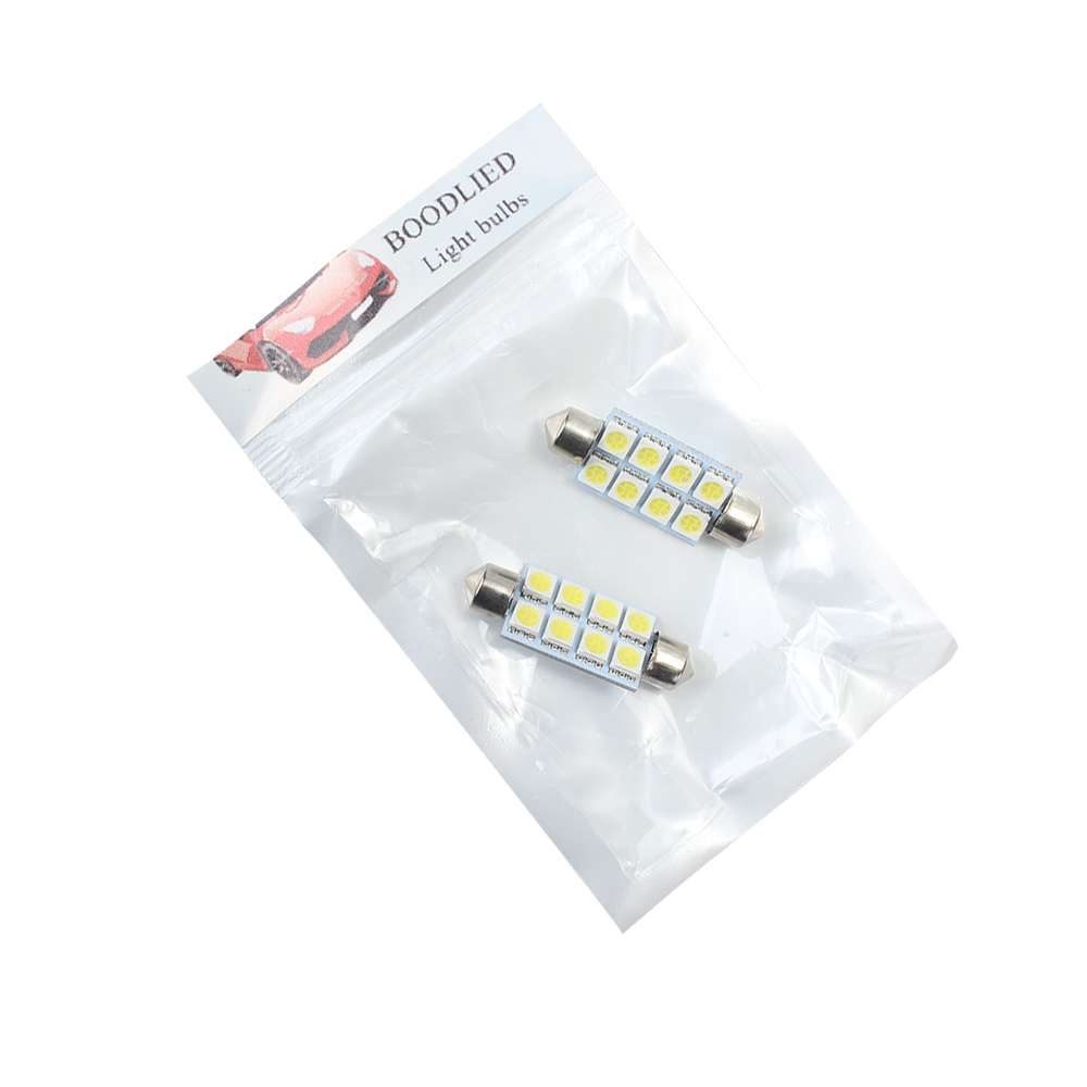 MadBOOBOODLED Vehicles Lighting Apparatus, 2 PCS White 41MM / 42MM 5050 8 SMD Festoon Dome Map Interior LED Light Bulb 211-2 212-2 569 578 DC 12V (20x42mm-5050-8-W) (44mm) ﻿