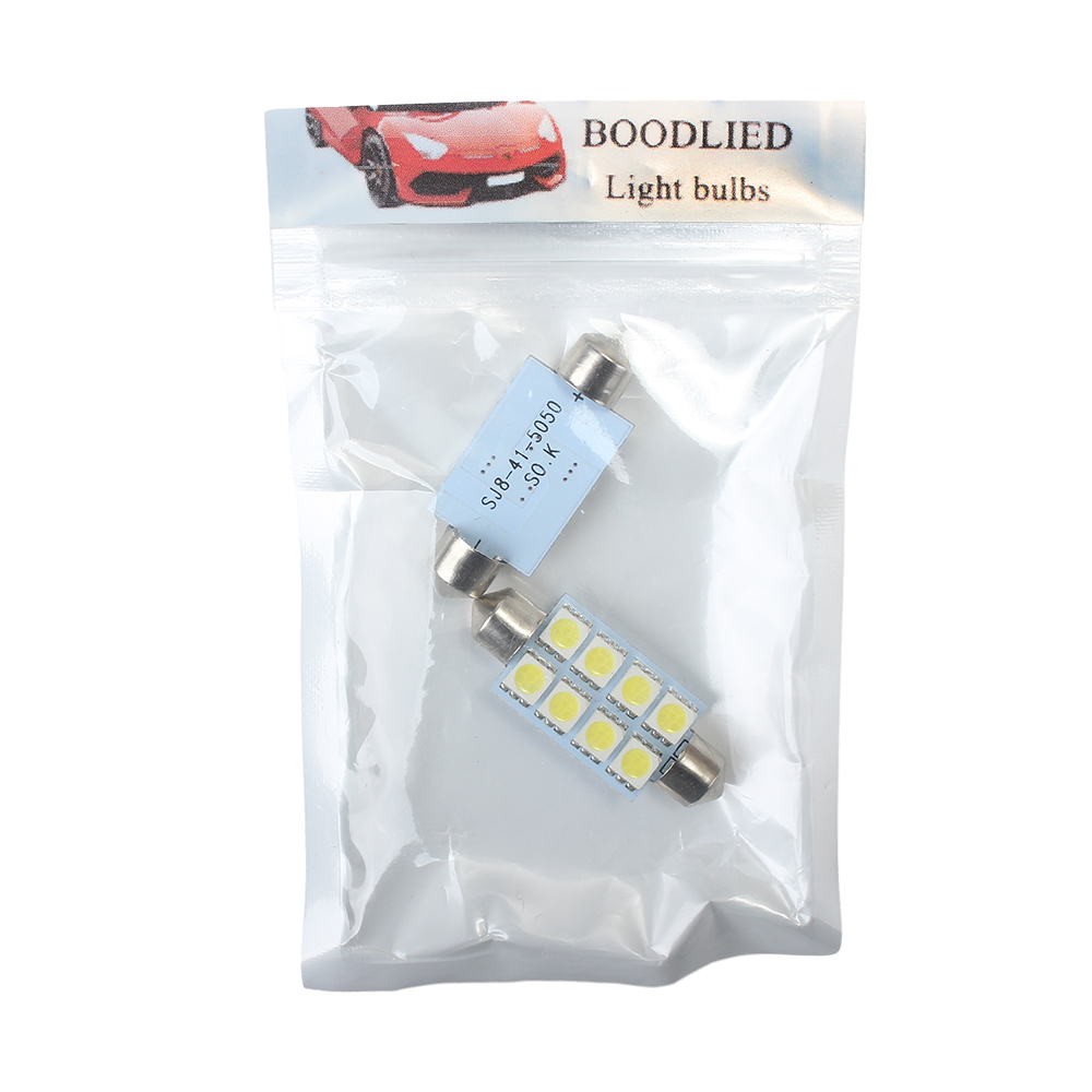 MadBOOBOODLED Vehicles Lighting Apparatus, 2 PCS White 41MM / 42MM 5050 8 SMD Festoon Dome Map Interior LED Light Bulb 211-2 212-2 569 578 DC 12V (20x42mm-5050-8-W) (44mm) ﻿