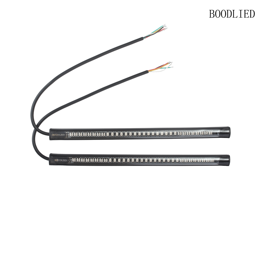 BOODLIED Universal 48LED 8” Flexible LED Strip Motorcycle Bicycle Tail Lights with Turn Signals, Stop License Plate Lights, for Motorcycle Bike ATV Car RV SUV